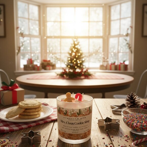 Mrs. Claus's Cookie Shop Candle, Warm Sugar Cookie And Vanilla Christmas Candle - Picture 4 of 7